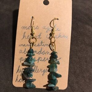 Moss Agate Crystal Dangle Earrings